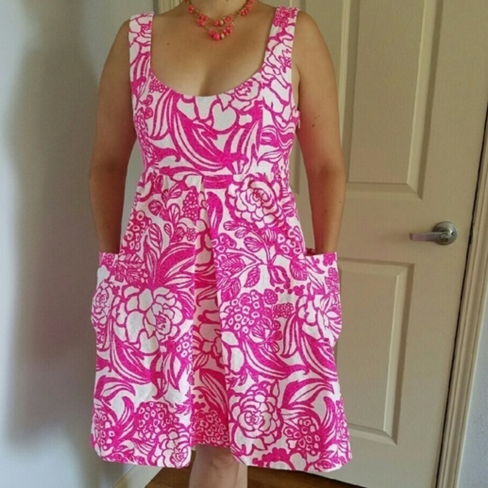 Anthropologie Vanessa Virginia pink white print mini dress 4P women’s